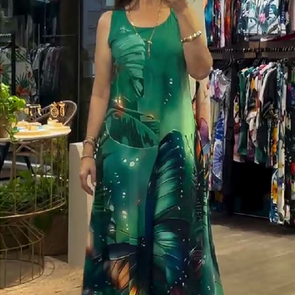 🌸50% de descuento🌸Vestido largo holgado sin mangas con estampado para mujer