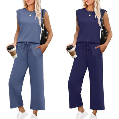 🌺Novedades 2025: 49 % de descuento🌺Conjunto de dos piezas con top y pantalones cortos de pierna ancha y mangas cortas informales para mujer 2025