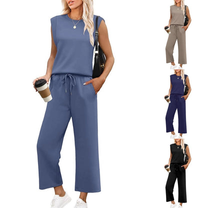 🌺Novedades 2025: 49 % de descuento🌺Conjunto de dos piezas con top y pantalones cortos de pierna ancha y mangas cortas informales para mujer 2025