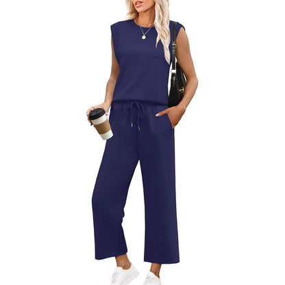 🌺Novedades 2025: 49 % de descuento🌺Conjunto de dos piezas con top y pantalones cortos de pierna ancha y mangas cortas informales para mujer 2025