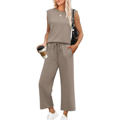 🌺Novedades 2025: 49 % de descuento🌺Conjunto de dos piezas con top y pantalones cortos de pierna ancha y mangas cortas informales para mujer 2025
