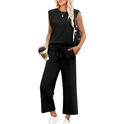 🌺Novedades 2025: 49 % de descuento🌺Conjunto de dos piezas con top y pantalones cortos de pierna ancha y mangas cortas informales para mujer 2025