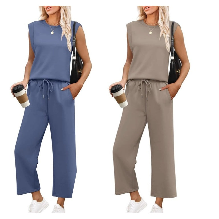 🌺Novedades 2025: 49 % de descuento🌺Conjunto de dos piezas con top y pantalones cortos de pierna ancha y mangas cortas informales para mujer 2025