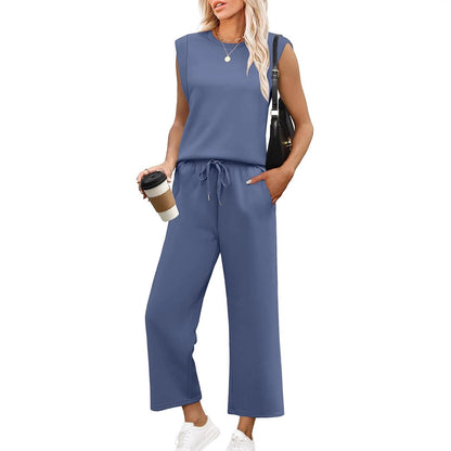 🌺Novedades 2025: 49 % de descuento🌺Conjunto de dos piezas con top y pantalones cortos de pierna ancha y mangas cortas informales para mujer 2025