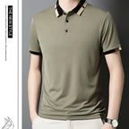 🔥Heute 50% Rabatt🔥Herren Stretch Ice Silk Kurzarm-T-Shirt mit Rever