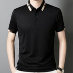 🔥Heute 50% Rabatt🔥Herren Stretch Ice Silk Kurzarm-T-Shirt mit Rever