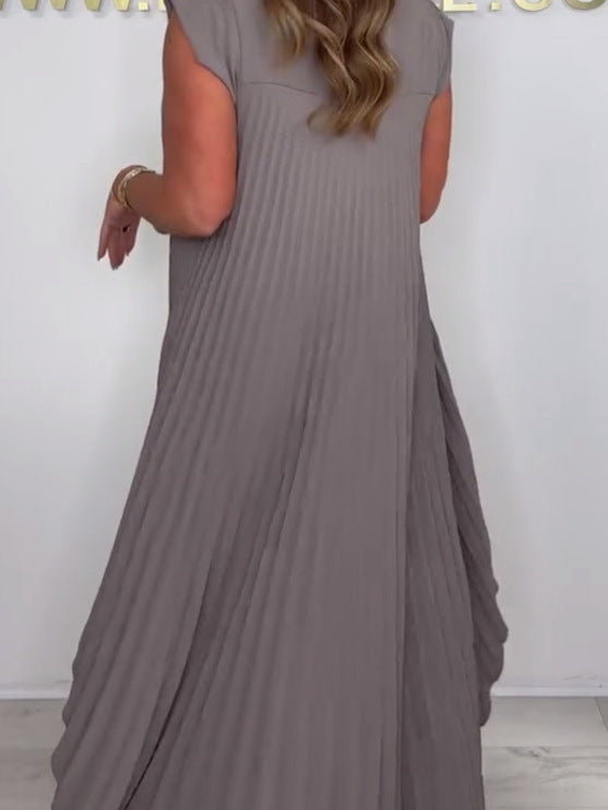 ✨49% Rabatt🌸Laney Set aus plissiertem, kurzärmligem, unregelmäßigem Midi-Top und Hose mit weitem Bein und elastischer Taille