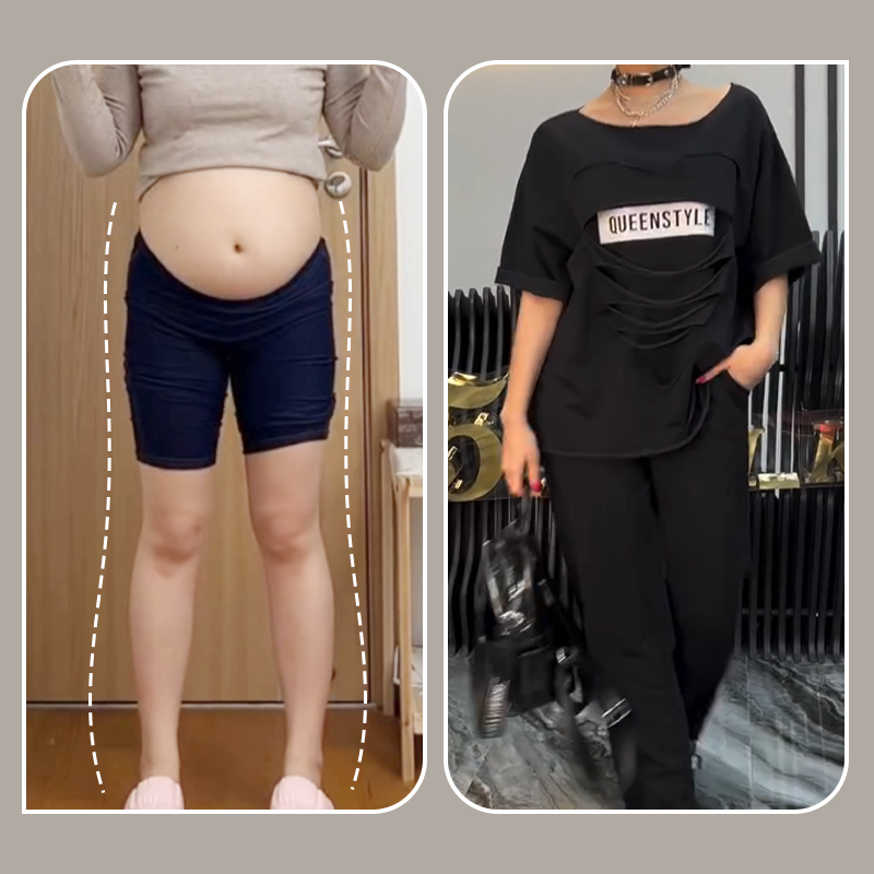 Modisches Set aus Kurzarmshirt und einfarbiger Hose mit Taschen