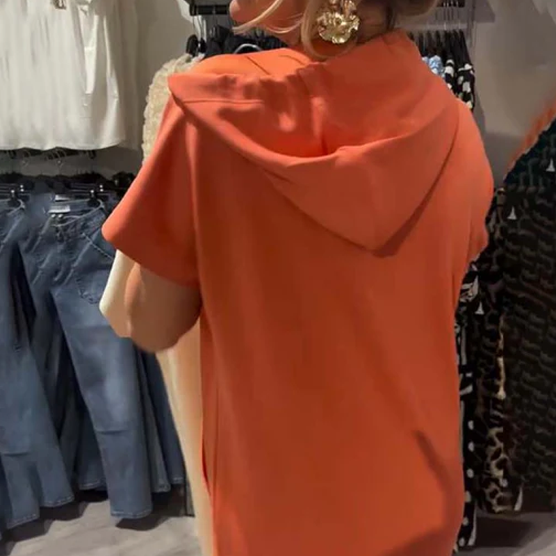 ❤️Vestido de mujer con mangas cortas y capucha.