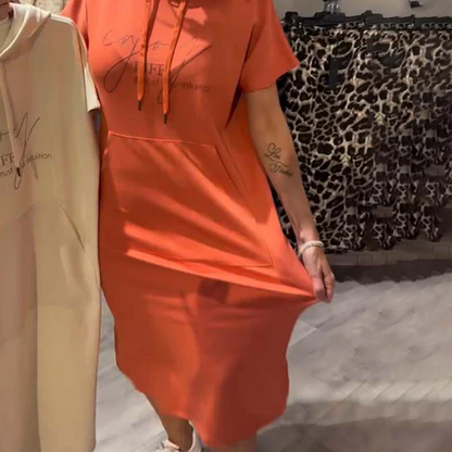 ❤️Vestido de mujer con mangas cortas y capucha.