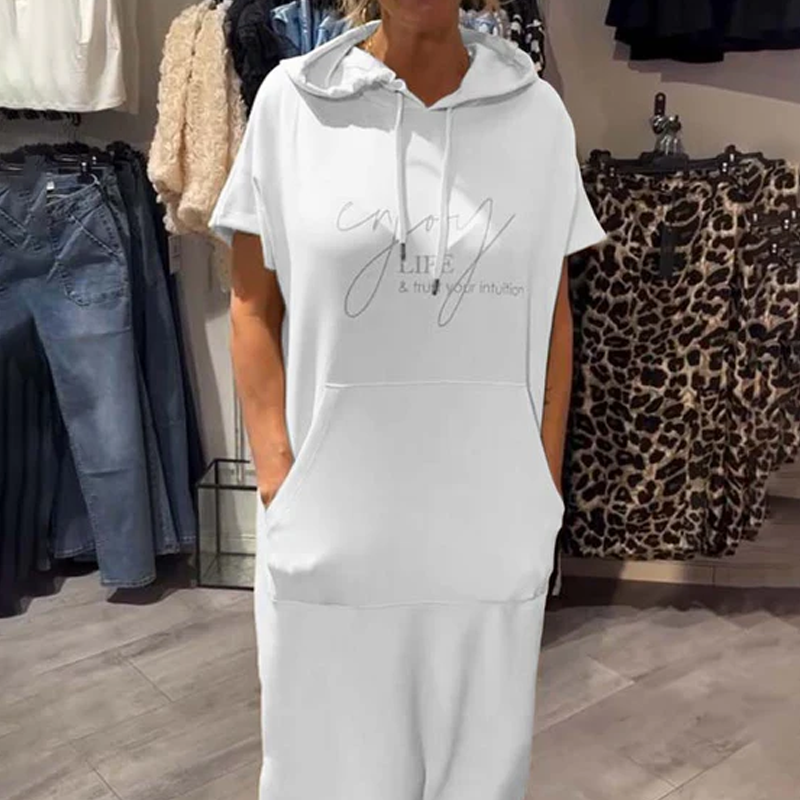 ❤️Vestido de mujer con mangas cortas y capucha.