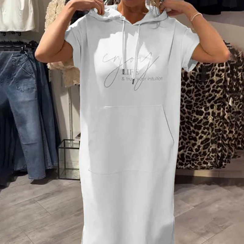 ❤️Vestido de mujer con mangas cortas y capucha.