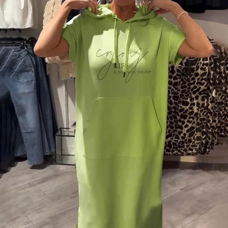 ❤️Vestido de mujer con mangas cortas y capucha.