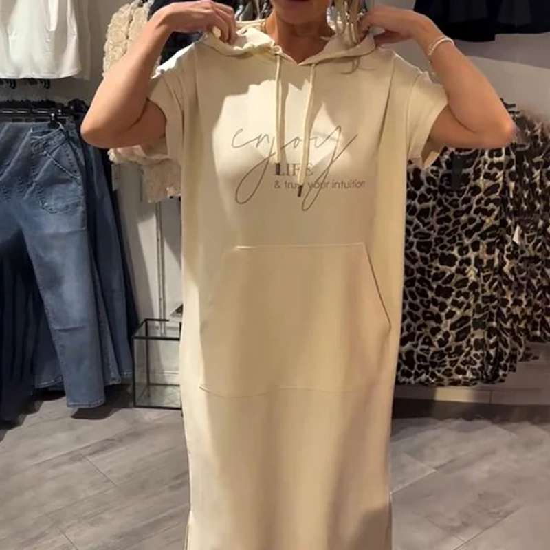 ❤️Vestido de mujer con mangas cortas y capucha.