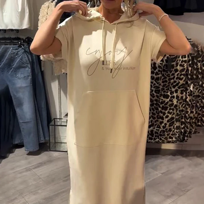 ❤️Vestido de mujer con mangas cortas y capucha.