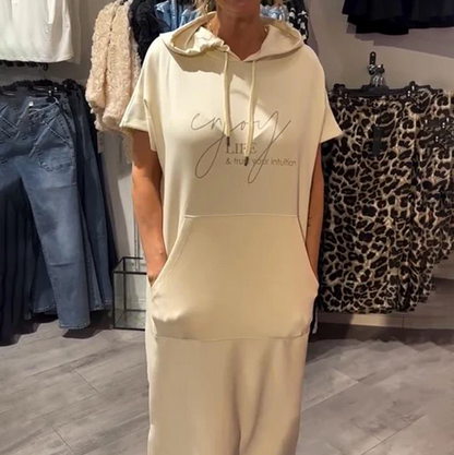 ❤️Vestido de mujer con mangas cortas y capucha.