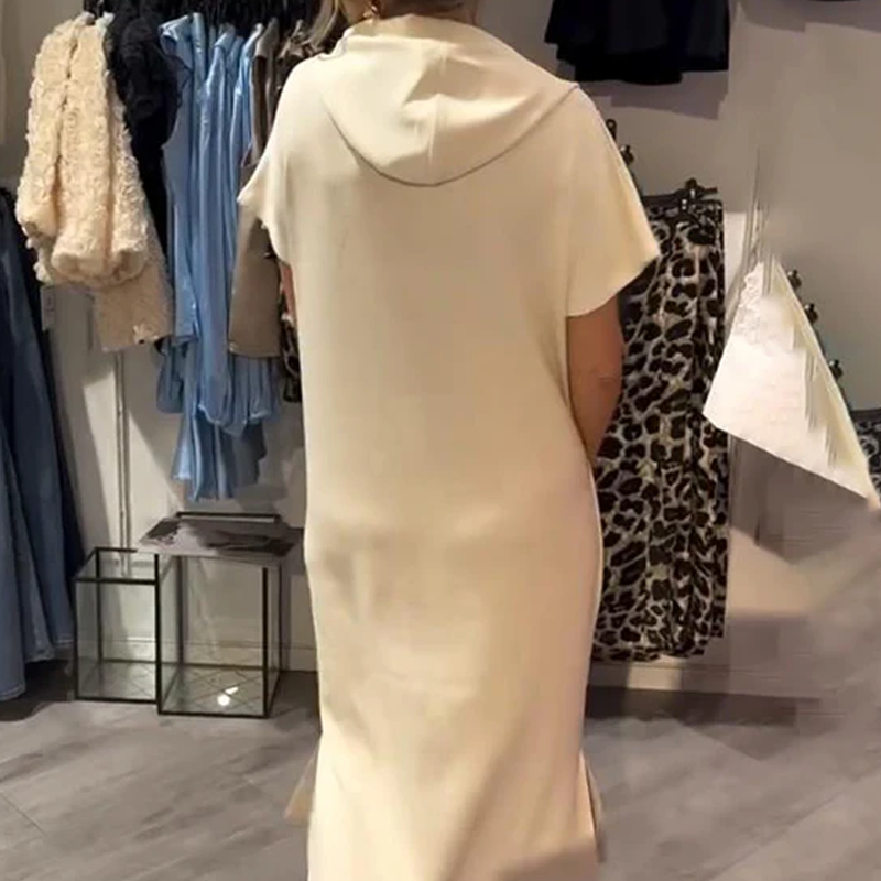❤️Vestido de mujer con mangas cortas y capucha.