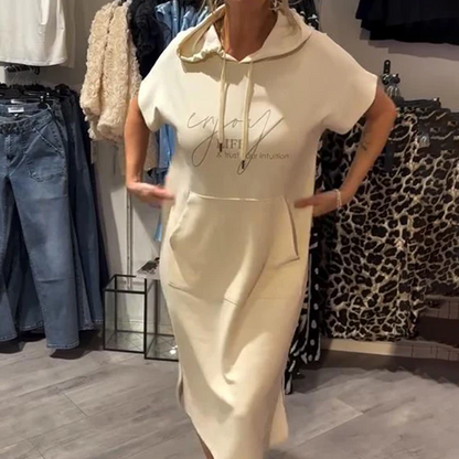 ❤️Vestido de mujer con mangas cortas y capucha.