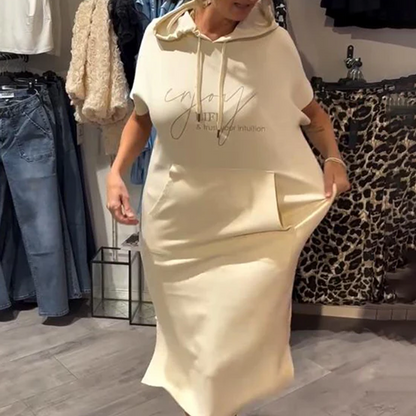 ❤️Vestido de mujer con mangas cortas y capucha.