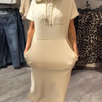 ❤️Damenkleid mit kurzen Ärmeln und Kapuze