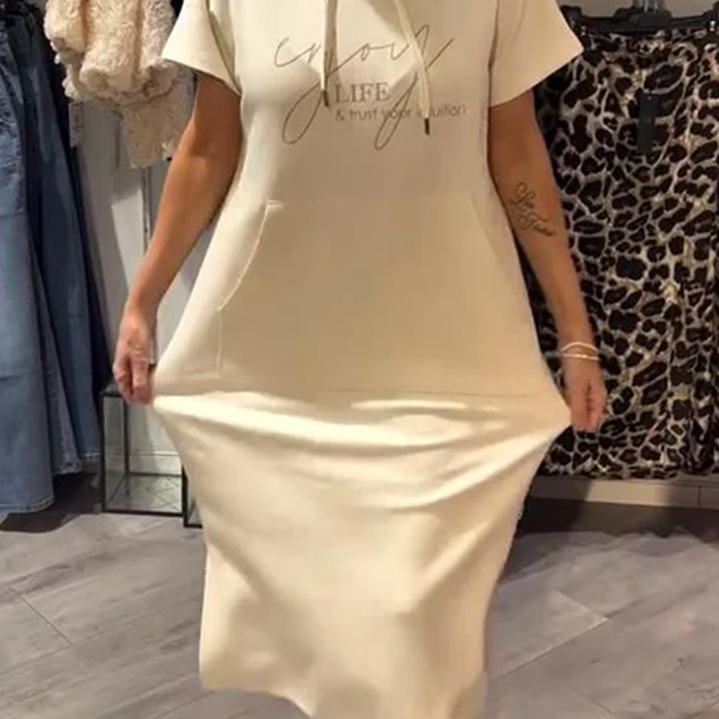❤️Vestido de mujer con mangas cortas y capucha.