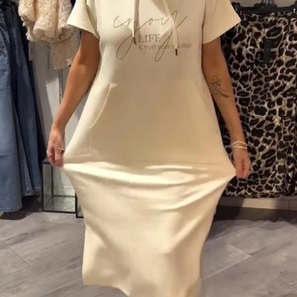 ❤️Vestido de mujer con mangas cortas y capucha.