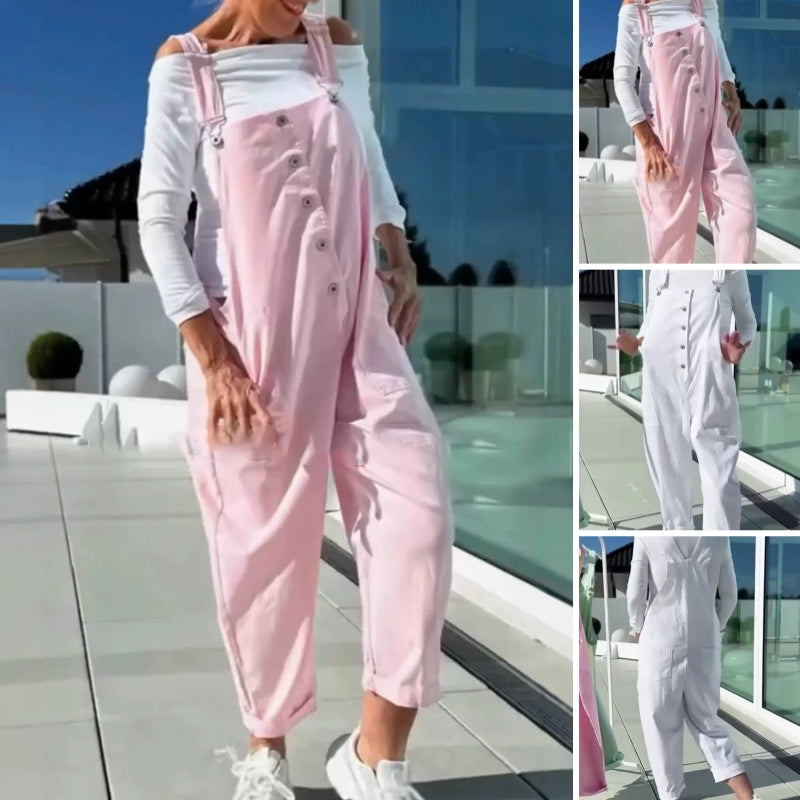 ❤️Süße und lässige Damen-Latzhose in Unifarben mit verstellbaren Trägern
