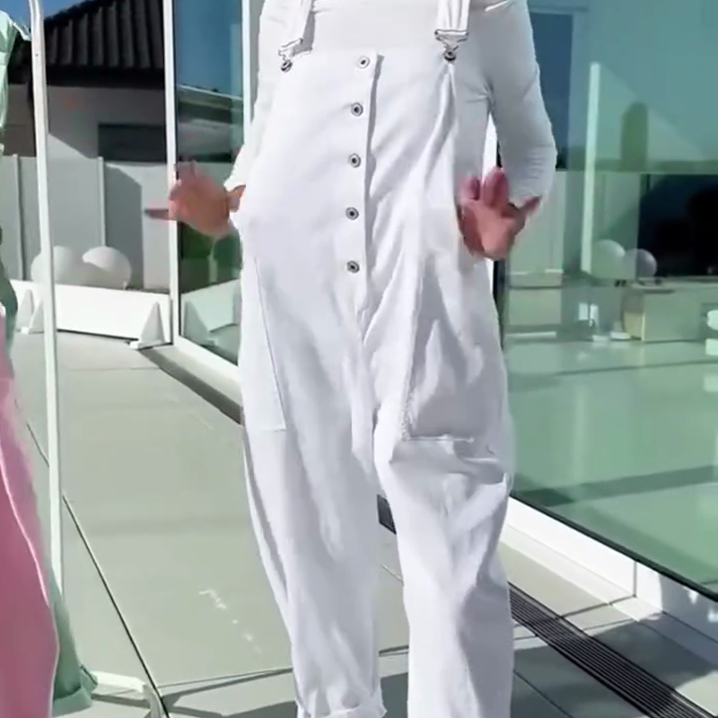 ❤️Süße und lässige Damen-Latzhose in Unifarben mit verstellbaren Trägern