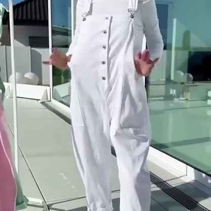 ❤️Süße und lässige Damen-Latzhose in Unifarben mit verstellbaren Trägern