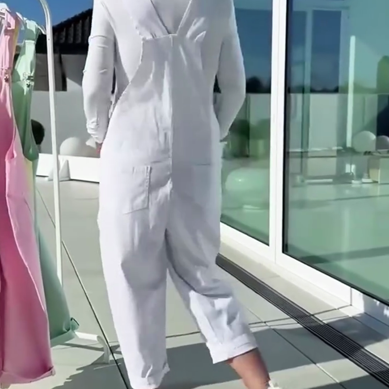❤️Süße und lässige Damen-Latzhose in Unifarben mit verstellbaren Trägern
