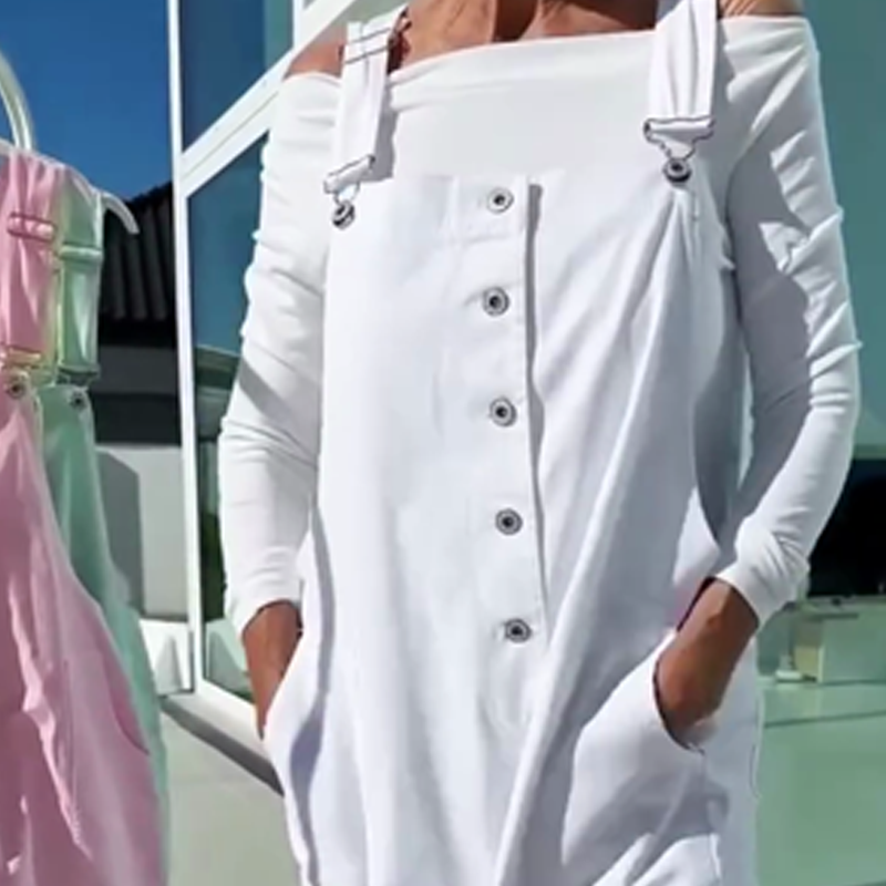 ❤️Süße und lässige Damen-Latzhose in Unifarben mit verstellbaren Trägern