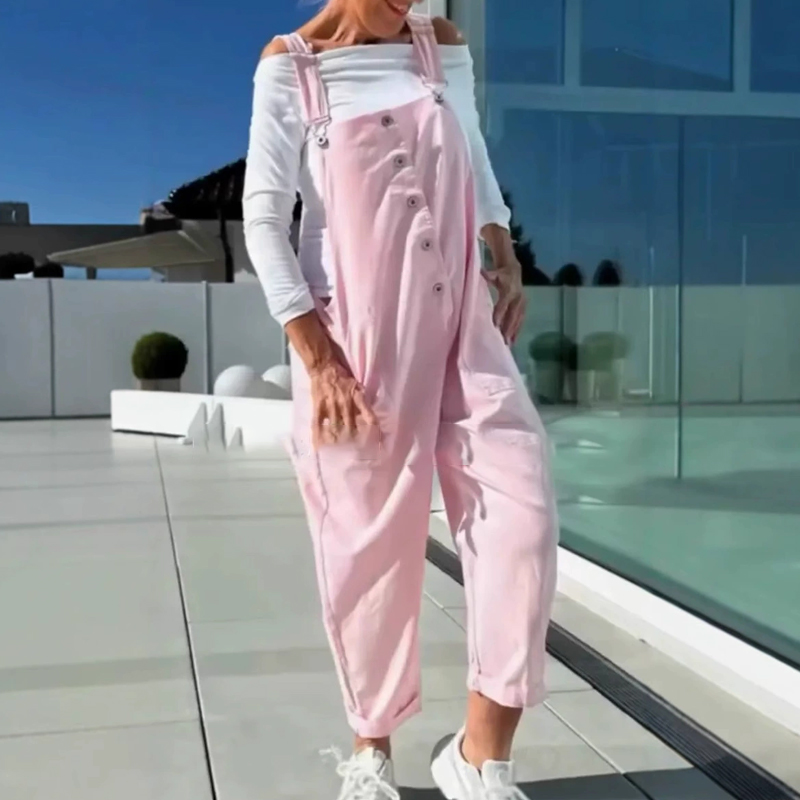 ❤️Süße und lässige Damen-Latzhose in Unifarben mit verstellbaren Trägern