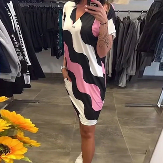Vestido para mujeres con cuello en V y mangas cortas