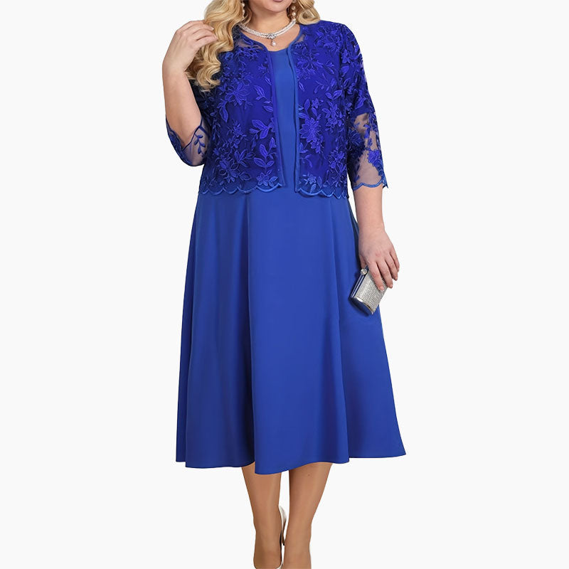 ✨💃Vestido de mujer liso con chaqueta de encaje bordado