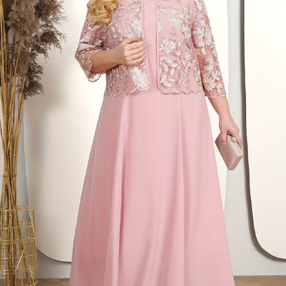 ✨💃Vestido de mujer liso con chaqueta de encaje bordado