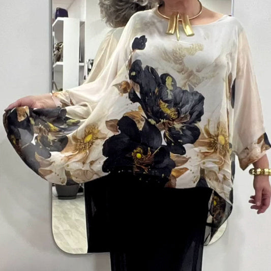 💖Top casual estampado de cuello redondo para mujer