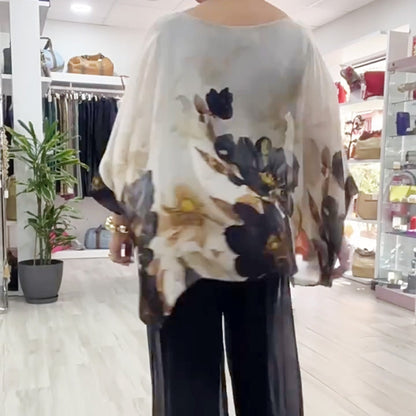 💖Top casual estampado de cuello redondo para mujer