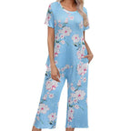 💐Wohlfühlen in Blumenpracht – Dein Alltag, Dein Stil. Damen-Print-Oberteil & Hose Nachtwäsche-Set