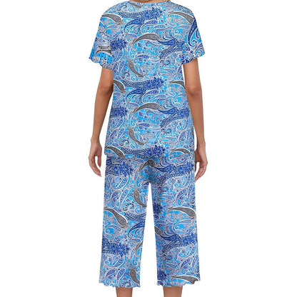 💐Siéntete bien con el esplendor floral: tu día a día, a tu estilo. Conjunto de pijama estampado para mujer con top y pantalón.