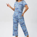 💐Wohlfühlen in Blumenpracht – Dein Alltag, Dein Stil. Damen-Print-Oberteil & Hose Nachtwäsche-Set