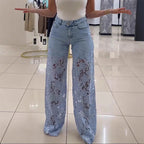 💃Sommermode vorwärts🌸Gespleißte Jeans mit Spitze🔥