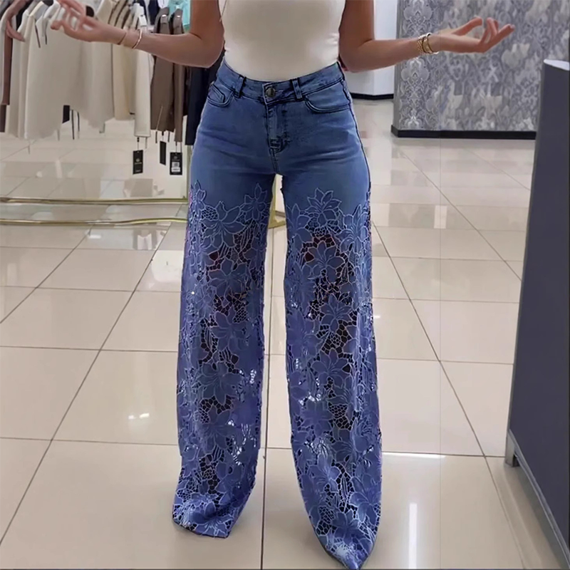 💃Moda de verano a la vanguardia🌸Vaqueros empalmados con encaje🔥