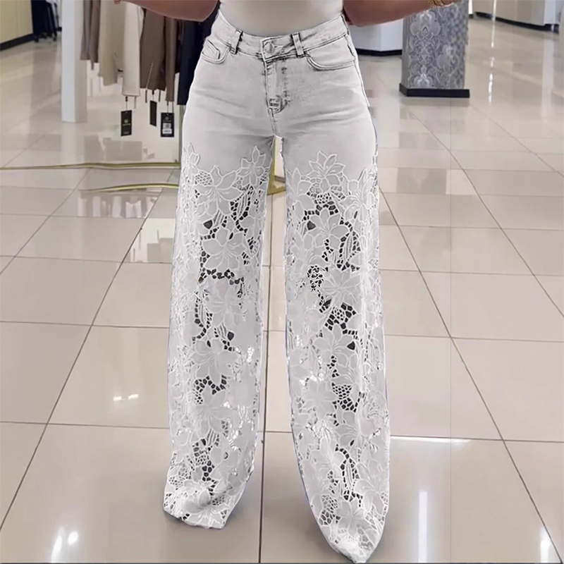 💃Moda de verano a la vanguardia🌸Vaqueros empalmados con encaje🔥