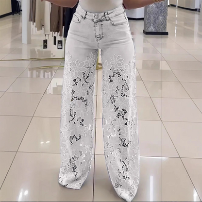 💃Moda de verano a la vanguardia🌸Vaqueros empalmados con encaje🔥