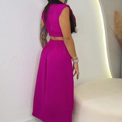 🌼Elegante vestido con abertura y mangas cortas para mujer