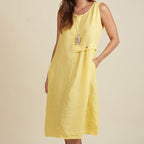 Damen lockeres ärmelloses Freizeitkleid mit Rundhalsausschnitt