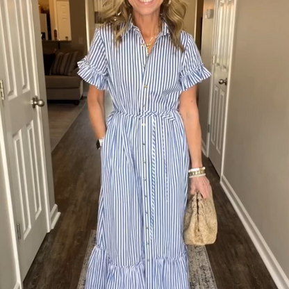 🔥  👗NUEVO 2025: Vestido con volantes azul y blanco y lazo ¡Ahora – Ahorra un 35%!