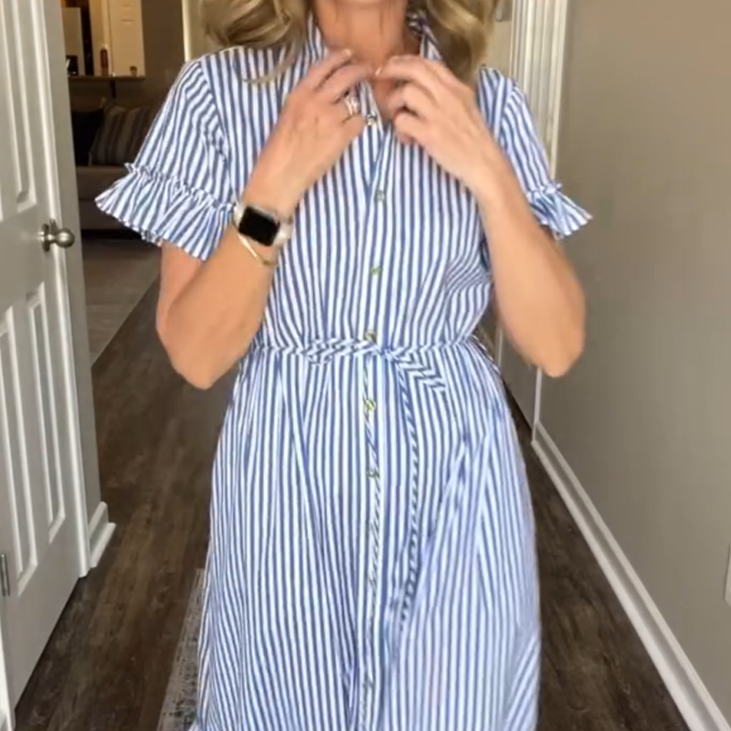 🔥  👗NUEVO 2025: Vestido con volantes azul y blanco y lazo ¡Ahora – Ahorra un 35%!