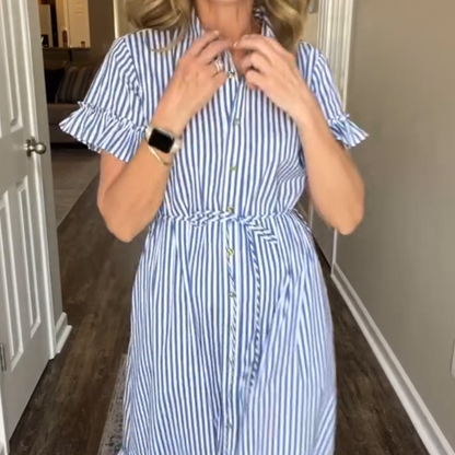 🔥  👗NUEVO 2025: Vestido con volantes azul y blanco y lazo ¡Ahora – Ahorra un 35%!