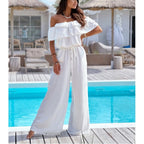 Schulterfreier Rüschen-Jumpsuit für Damen